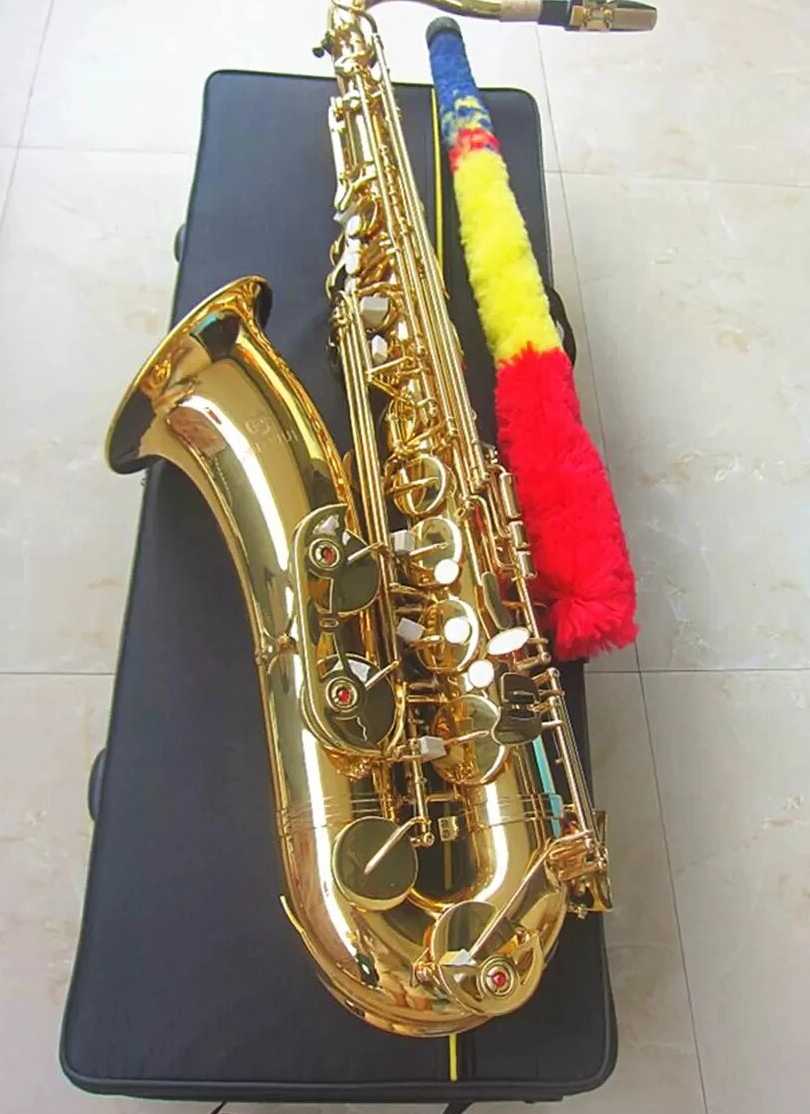 Tanie Nowy saksofon tenorowy Bb płaski złoty saksofon profesjonaln…