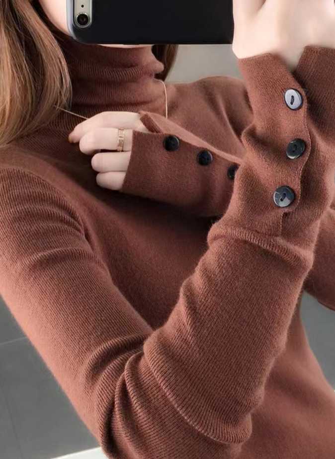 Tanie Sweter z golfem damska moda 2022 - nowa kolekcja jesienna zi…